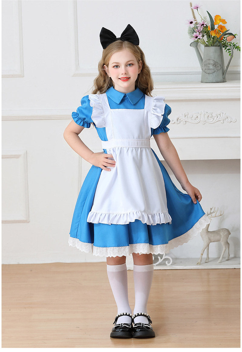 メイド服 子供 コスプレ 4点セット レディース ハロウィン メイド ロリータ 女の子 ハロウィンコスプレ キッズ ワンピース コスチューム 可愛い お姫様 大人 仮装 コスプレ衣装 かわいい ハロウィーン パーティー イベント 演出服