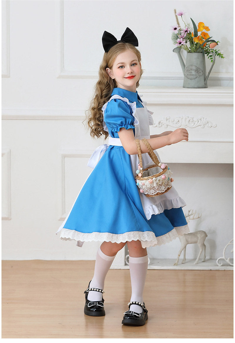 メイド服 子供 コスプレ 4点セット レディース ハロウィン メイド ロリータ 女の子 ハロウィンコスプレ キッズ ワンピース コスチューム 可愛い お姫様 大人 仮装 コスプレ衣装 かわいい ハロウィーン パーティー イベント 演出服