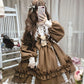 仮装 ハロウィン衣装 長袖ロリータワンピース お姫様 ドレス jskゴスロリ＆ロリータ服 lolitaスカラップ  裾フリル 蝶結び小熊付き 可愛い 萌え萌え 中学生 高中生 レディース 日系  メイド服 切り替え風 コスプレ 学園祭 イベント ハロウィン コスチューム 変装 日常着