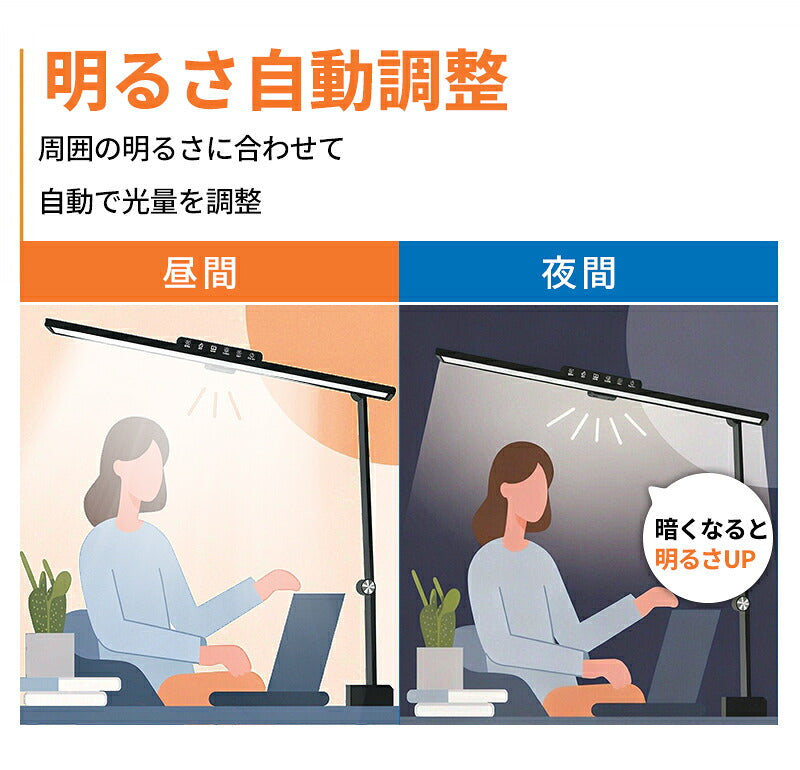 デスクライト LED 目に優しい 自然光デスクライト ワイド 高演色Ra98 セード幅60cm 80cm 広範囲 勉強 学習机 電気スタンド ライト PC作業 クランプ式 デスクスタンド 調光 調色 幅広 おしゃれ ディスプレイ 新学期