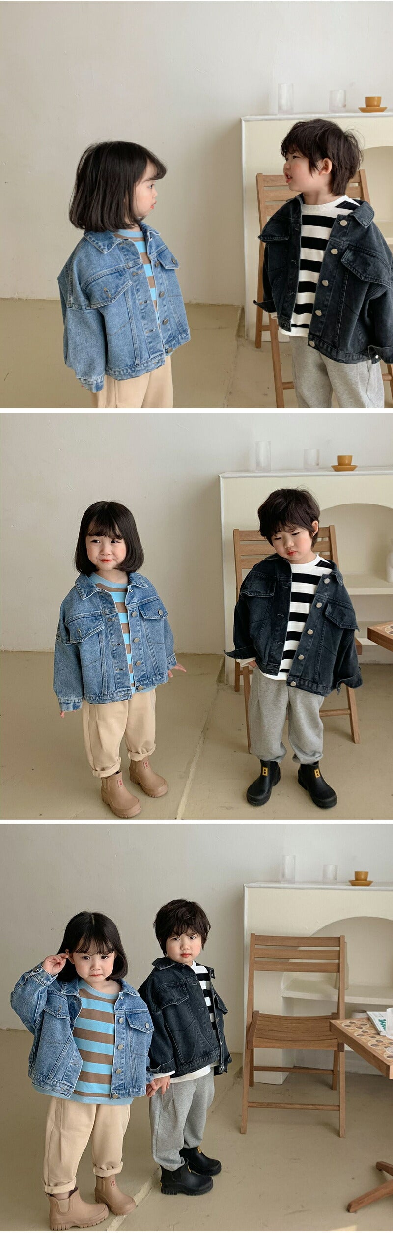 キッズ デニムジャケット Gジャン 子供服 オーバーサイズ ビッグシルエット 男女兼用 春秋 アウター ゆったり 羽織り 通園 通学 おしゃれ 韓国風 ジュニア デニム 90cm 100cm 110cm 120cm 130cm 140cm 150cm