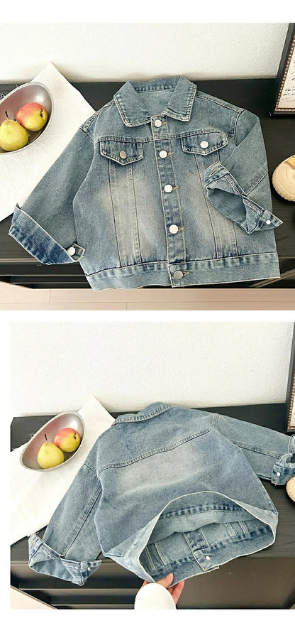 キッズ デニムジャケット Gジャン 子供服 オーバーサイズ ビッグシルエット 男女兼用 春秋 アウター ゆったり 羽織り 通園 通学 おしゃれ 韓国風 ジュニア デニム 80cm 90cm 100cm 110cm 120cm 130cm 140cm 150cm