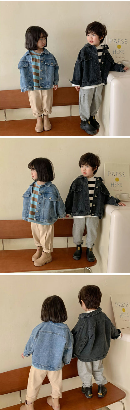 キッズ デニムジャケット Gジャン 子供服 オーバーサイズ ビッグシルエット 男女兼用 春秋 アウター ゆったり 羽織り 通園 通学 おしゃれ 韓国風 ジュニア デニム 90cm 100cm 110cm 120cm 130cm 140cm 150cm