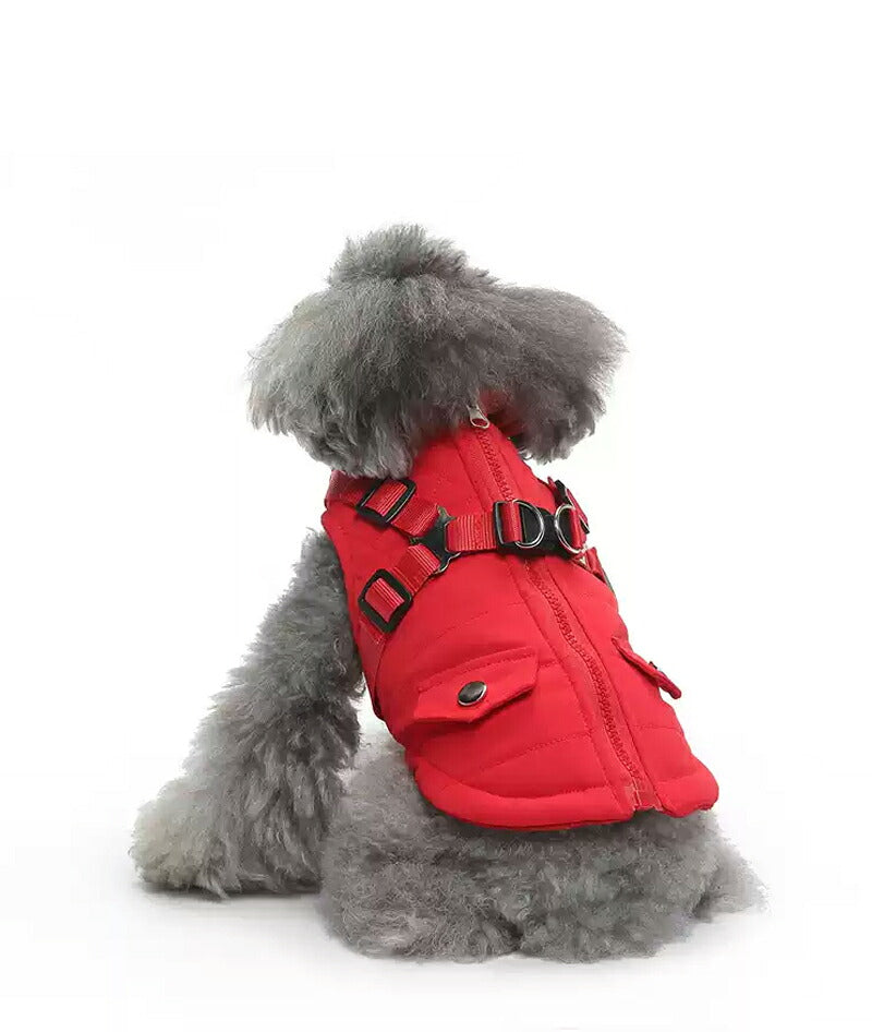 ドッグウェア 犬服 ジャケット コート 綿服 防寒コート 冬 秋 ファ 犬の服 ボア 犬服 ダウン コート 綿服 アウター 洋服 いぬ 小型犬 中型犬 メス オス 冬用 冬服 袖なし 着せやすい ベスト ハーネス付き 防寒 可愛い