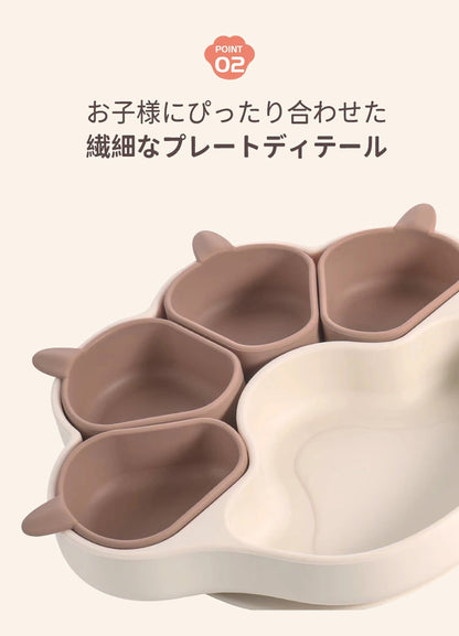 離乳食 食器 ベビー食器 ひっくり返らない シリコン 赤ちゃん シリコンプレート 仕切り ベビー ニャンニャンプレート 吸盤付き ワンプレート 離乳食食器 ネコ プレミアム 子供用 猫ちゃん 離乳食プレート ニャンニャン 猫の爪