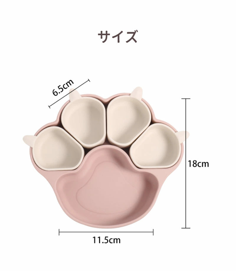 離乳食 食器 ひっくり返らない シリコン 赤ちゃん ベビー食器 シリコンプレート 仕切り ベビー ニャンニャンプレート 吸盤付き ワンプレート 離乳食食器 ネコ プレミアム 子供用 猫ちゃん 離乳食プレート ニャンニャン 猫の爪