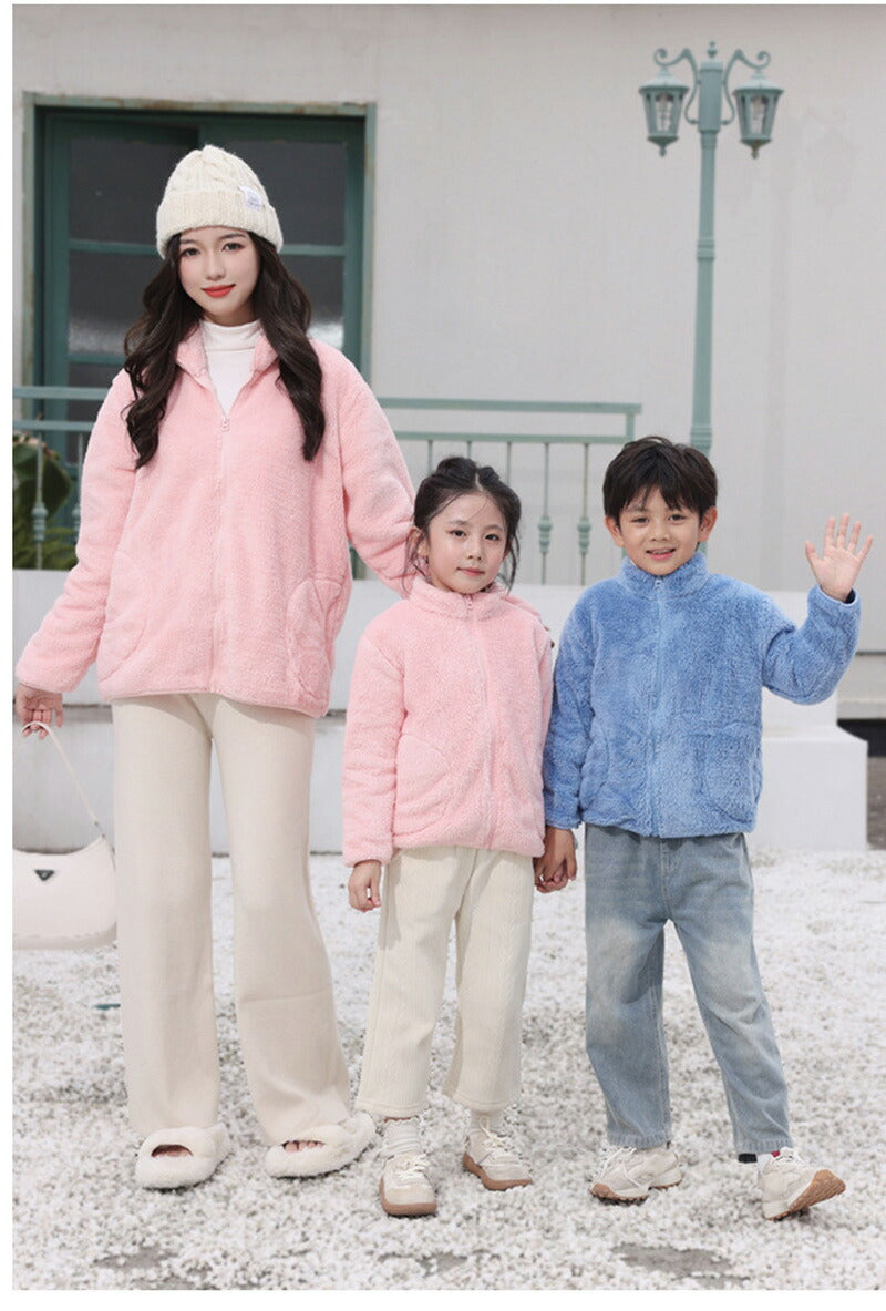 【特典あり】ふわもこ あったか 毛布のような フリース ジャケット ◆ 100-180 ◆ ◇ 男女兼用 子供服 男の子 女の子 子ども親子 子供 キッズ キッズ服 服 アウター ふわふわ 暖かい 冬 通園 通学 防寒 ユニセックス くすみカラー おしゃれ