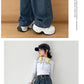 デニム ワイドパンツ キッズ 女の子 ダンス 衣装 子供服 110cm 120cm 130cm 140 150cm 160cm 170cm ジーパン ウエストゴム ダメージ ジーンズ 長ズボン 女子 通学 通園 子供 服 ジュニア 小学生 中学生 幼稚園 韓国 ファッション おしゃれ 可愛い 韓国子供服 春 夏 秋
