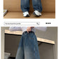 デニム ワイドパンツ キッズ 女の子 ダンス 衣装 子供服 110cm 120cm 130cm 140 150cm 160cm 170cm ジーパン ウエストゴム ダメージ ジーンズ 長ズボン 女子 通学 通園 子供 服 ジュニア 小学生 中学生 幼稚園 韓国 ファッション おしゃれ 可愛い 韓国子供服 春 夏 秋
