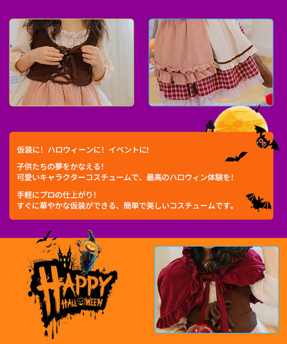 ハロウィン コスプレ 魔女　ゴスロリ ハロウィン 仮装 小悪魔 コスチューム キッズ ゾンビ デビル ガール 魔法使い 魔法子ども ハロウィン衣装 ブラック コスプレ衣装 cosplay ゴスロリ 吸血鬼 悪魔 イベント パーティー ロリータ