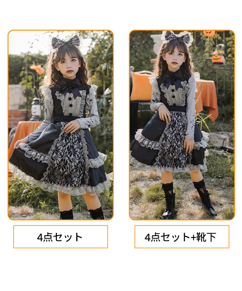 ハロウィン コスプレ 魔女 ゴスロリ ハロウィン 仮装 小悪魔 コスチューム キッズ ゾンビ 魔法使い 魔法子ども ハロウィン衣装 ブラック コスプレ衣装 cosplay ゴスロリ 吸血鬼 悪魔 キュートワンピ 家遊び　パーティー ロリータ