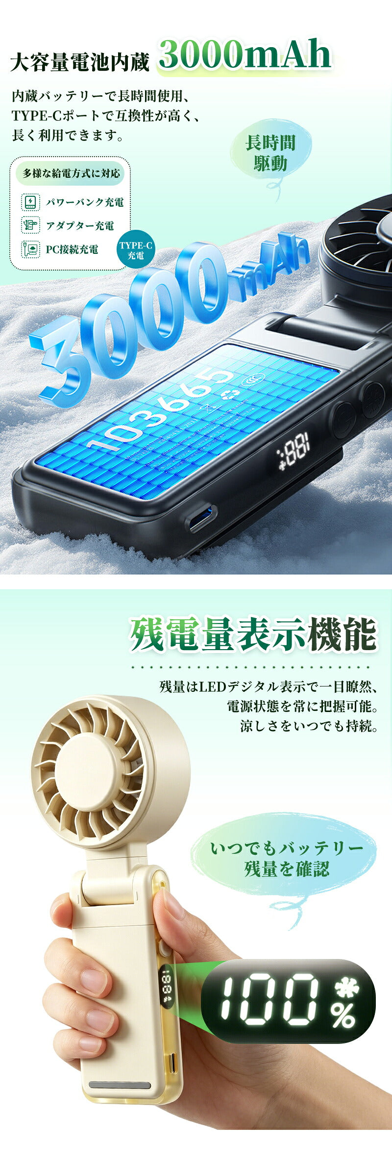 ハンディファン 強風 携帯扇風機 小型扇風機 卓上 扇風機 usb充電式 手持ち扇風機 腰掛け扇風機 ネッククーラー クリップ式 クリップ 軽量 コンパクト 長時間 手持ち 防災グッズ ハンディ 小型 夏 猛暑 ギフト