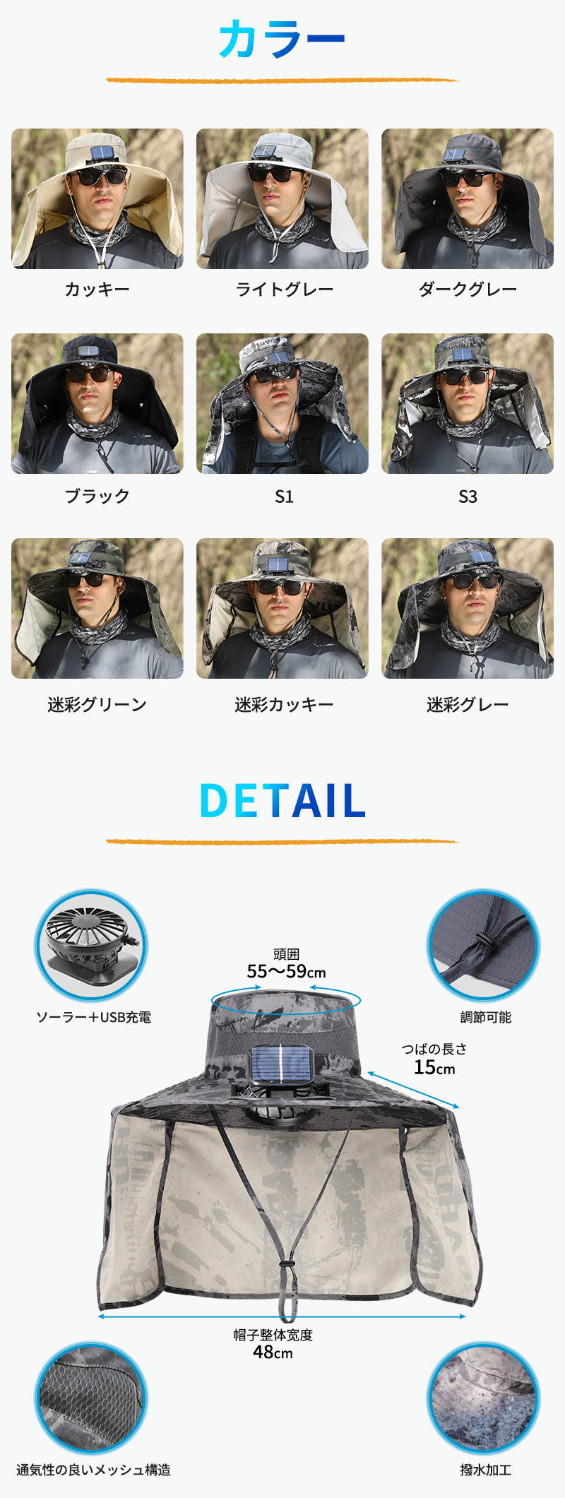日よけ帽子 扇風機付き 帽子 ソーラー充電 軽量 ファン付きハット 男女兼用 日焼け防止 メンズ 日除け帽子 ファン帽子 uvカット帽子 つば広帽子 サンバイザー 暑さ対策 夏用 おしゃれ 熱中症対策 アウトドア
