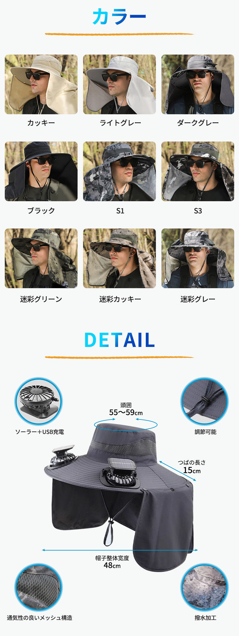 日よけ帽子 扇風機付き 帽子 ソーラー充電 軽量 ファン付きハット 男女兼用 日焼け防止 メンズ 日除け帽子 ファン帽子 uvカット帽子 つば広帽子 サンバイザー 暑さ対策 夏用 おしゃれ 熱中症対策 アウトドア