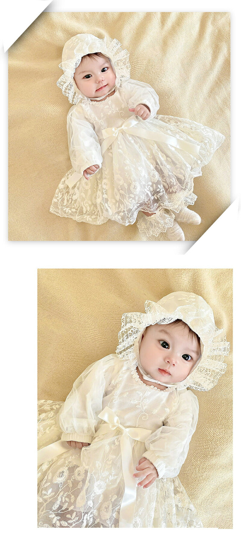 セレモニードレス ベビー ロンパース 退院着 帽子セット 新生児 ベビー服 ワンピース ベビー用品 ナチュラル系 退院 女の子 赤ちゃん お宮参り ベビードレス 花柄ドレス 女の子 レース 出産祝い フォーマル 白 結婚式