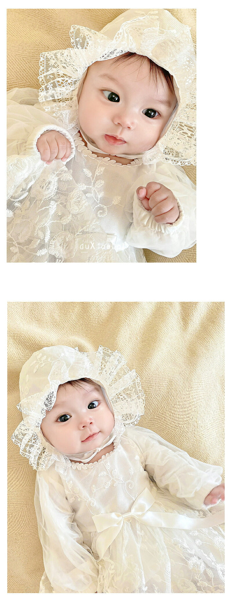 セレモニードレス ベビー ロンパース 退院着 帽子セット 新生児 ベビー服 ワンピース ベビー用品 ナチュラル系 退院 女の子 赤ちゃん お宮参り ベビードレス 花柄ドレス 女の子 レース 出産祝い フォーマル 白 結婚式