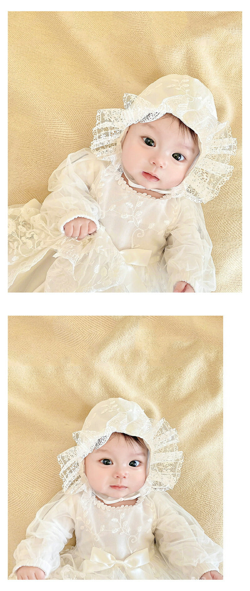 セレモニードレス ベビー ロンパース 退院着 帽子セット 新生児 ベビー服 ワンピース ベビー用品 ナチュラル系 退院 女の子 赤ちゃん お宮参り ベビードレス 花柄ドレス 女の子 レース 出産祝い フォーマル 白 結婚式
