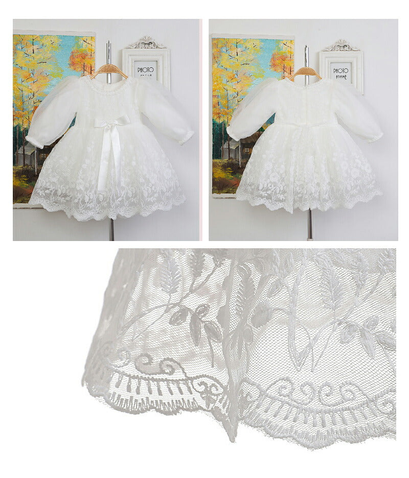 セレモニードレス ベビー ロンパース 退院着 帽子セット 新生児 ベビー服 ワンピース ベビー用品 ナチュラル系 退院 女の子 赤ちゃん お宮参り ベビードレス 花柄ドレス 女の子 レース 出産祝い フォーマル 白 結婚式