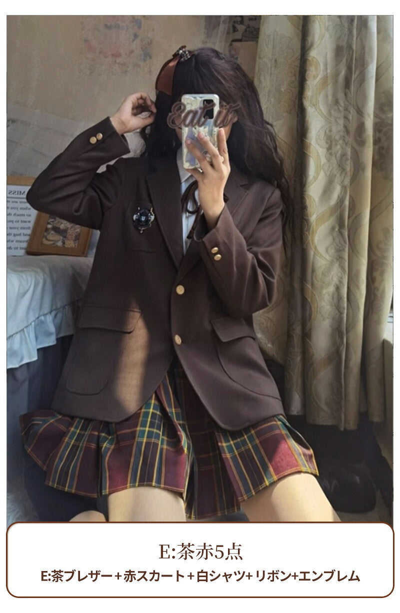 卒業式 スーツ 女の子 5点セット スーツ女の子 フォーマルスーツ 子供スーツ jk制服 高校生 小学生 小学校 女子高生 XS S M L XL XXL キッズ ジャケット ブラウス チェックスカート フォーマル 制服 リボン 中学生 スカート