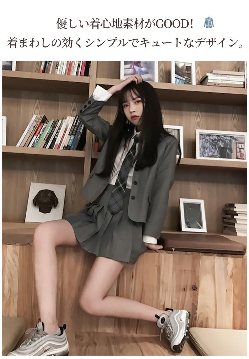 卒業式 スーツ 女の子 大きいサイズ 韓国 卒服 女の子 ネクタイ フォーマル 制服 プレザー スカート 子供服 キッズ 小学生girlsuit-005
