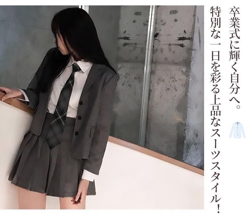 卒業式 スーツ 女の子 大きいサイズ 韓国 卒服 女の子 ネクタイ フォーマル 制服 プレザー スカート 子供服 キッズ 小学生girlsuit-005