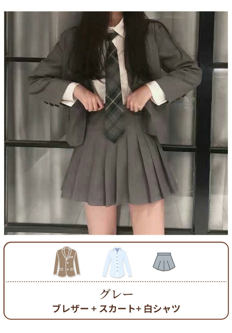 卒業式 スーツ 女の子 大きいサイズ 韓国 卒服 女の子 ネクタイ フォーマル 制服 プレザー スカート 子供服 キッズ 小学生girlsuit-005