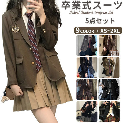 卒業式 スーツ 女の子 5点セット フォーマルスーツ スーツ女の子 子供スーツ キッズスーツ jk制服 子供服 高校生 小学生 小学校 女子高生 卒園式 入学式sutu-1001
