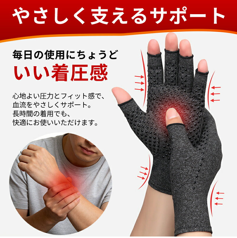 手指サポーター 着圧 手袋サポーター 手首 手指 サポート バネ指 関節炎 手首固定 腱鞘炎 親指 サポーター 固定 手用サポーター 圧縮 マッサージ 指なし 手首サポーター ハーフフィンガー スポーツ パソコン グローブ 引き締め オールシーズン