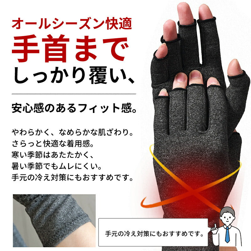 手指サポーター 着圧 手袋サポーター 手首 手指 サポート バネ指 関節炎 手首固定 腱鞘炎 親指 サポーター 固定 手用サポーター 圧縮 マッサージ 指なし 手首サポーター ハーフフィンガー スポーツ パソコン グローブ 引き締め オールシーズン
