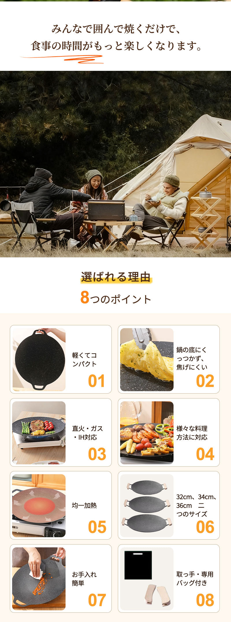 マルチグリドル 軽量 鉄板 全熱源対応 IH対応 ガスコンロ 直火 炭火 焚き火台対応 丸型 グリルパン フライパン グリルプレート マルチグリル アウトドア キャンプ バーベキュー キャンプ用品 マルチグリドルパン