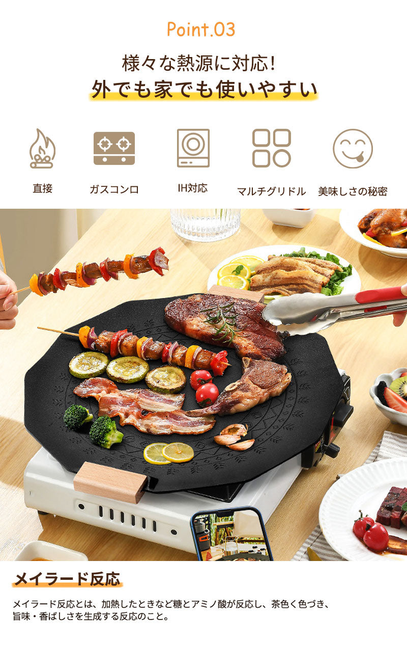 マルチグリドル マルチグリドルパン IH対応 鉄板 軽量 フライパン グリドルパン 多機能 便利 グリルプレート コンパクト グリルパン アウトドア 直火 調理器具 バーベキュー キャンプ ギフト 父の日 キャンプ用品