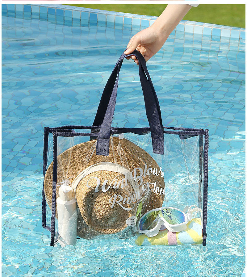 クリアトラベルバッグ ビニールバッグ トラベルかばん 痛バ 防水 透明 レディース ショルダー クリア トートバッグ スナップボタン付き 大容量 トコスメ/化粧handbag-002