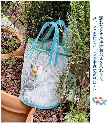 プールバッグ 女の子 メッシュバッグ　キッズ レッスンバッグ 男の子 キッズ 幼稚園 保育園 手提げバッグ 入園祝い 小学生 大人 おしゃれ 子供 ビーチバッグ  高学年 小学校 中学生 女子 シンプル 韓国　INS　イエロー   お出かけ ネコポス送料無料
