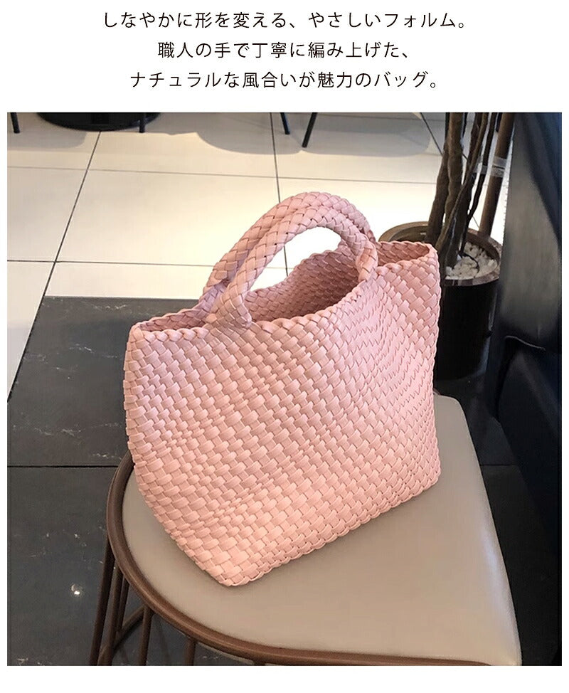 編み込みトートバッグ メッシュトートバッグ トートバッグ レディース メッシュトート マチ広トートバッグ トートバック バッグ PUレザー ハンドメイドバッグ イントレチャート 編みバッグ 編みこみ バケツバッグ 小さめ レディース 肩掛けバッグミニトートバッグ