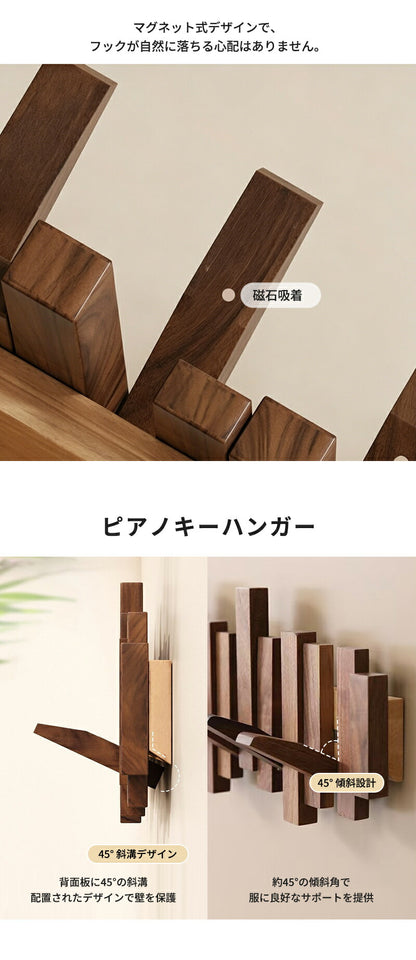 ウォールハンガー 壁掛け フック 収納 ウォールフック コートハンガー 壁掛けフック 木製 カバン掛け 壁掛けハンガー 壁 賃貸 石膏ボード 玄関 洋服 衣類収納 4連 6連 8連 10連 12連 スリム 頑丈 コンパクト 木 賃貸OK おしゃれ 木製4連