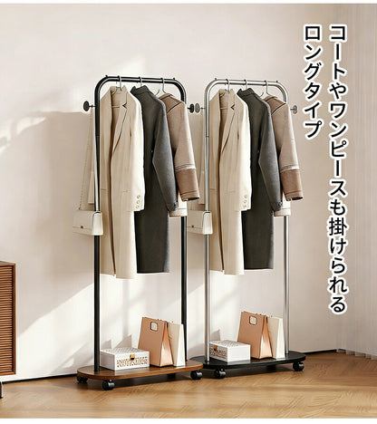 ハンガーラック ダブル ハンガーラック ハンガーポール キャスター付き 棚付き ワードローブ 洋服収納 衣類収納 収納ラック マルチハンガーラック シンプル おしゃれ リビング 衣類 鞄 コート掛け コート アウター ワンピース 収納棚 組立式