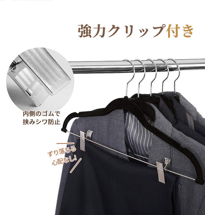 クリップハンガー10本 20本 30本 強力クリップ　フロッキー加工 スカートハンガー　ズボン ハンガー 滑らない　かたくずれ防止 跡がつかないハンガー ボトムハンガー スラックスハンガー ハンガーラック ズボンハンガー 洗濯   収納 人気  ピンチ 引っ越し  省スペース