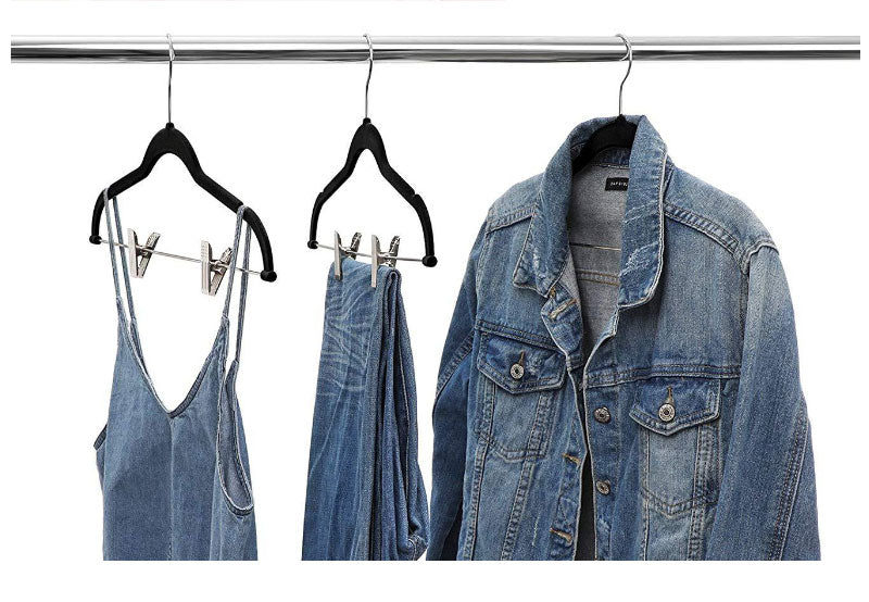 クリップハンガー10本 20本 30本 強力クリップ　フロッキー加工 スカートハンガー　ズボン ハンガー 滑らない　かたくずれ防止 跡がつかないハンガー ボトムhanger-ab-03