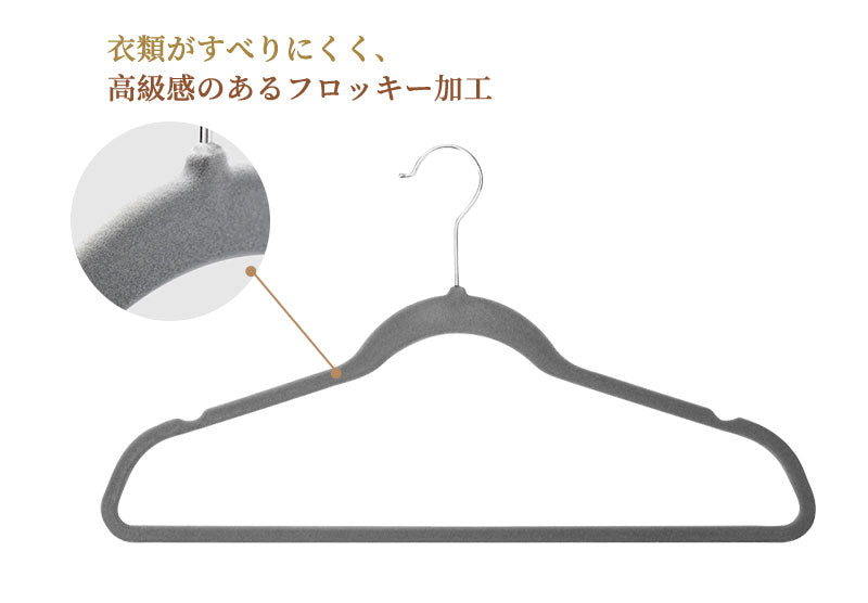 【30本/60本/90本】フロッキーハンガー すべらない ハンガー フロッキー まとめ買い 薄い 滑らない 30本セット 起毛ハンガー 滑らないハンガー 衣類ハンガー  ブラック グレー ベージュ 省スペース おしゃれ 頑丈耐用 回転 新生活 まとめ買い