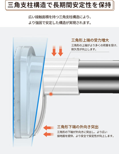 家具転倒防止突っ張り棒 2本組　取付高さ50~280cm 地震　家具 転倒防止　ホワイト　伸縮棒 地震ポール　地震対策 予防 つっぱりポール つっぱり棒 突っ張り棒 安心 工具不要 簡単設置 ネジ クギ 不要　防災用品　長さ調整可