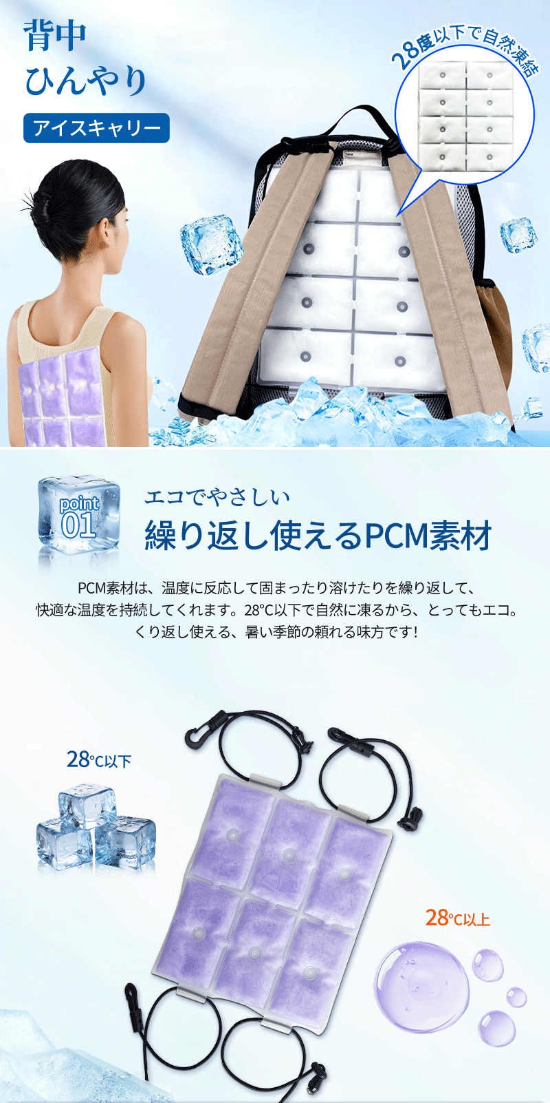 ランドセルパッド 背中パッド 冷感パッド クールパッド 接触冷感 冷却グッズ 暑さ対策 熱中症対策 小学生 通学 自然凍結 洗える ひんやり リュック 通勤 抱っこ紐 ベビーカー