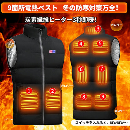 電熱ベスト ヒーターベスト バッテリー付き 速暖 日本製ヒーター 中綿 USB給電 洗える 三段階調温 軽量 冷え性 メンズ レーディス 20000mAh 電熱ウェア  S￣4XL インナー バイクウェア 発熱 加熱ベスト 前後独立温度設定  防寒着