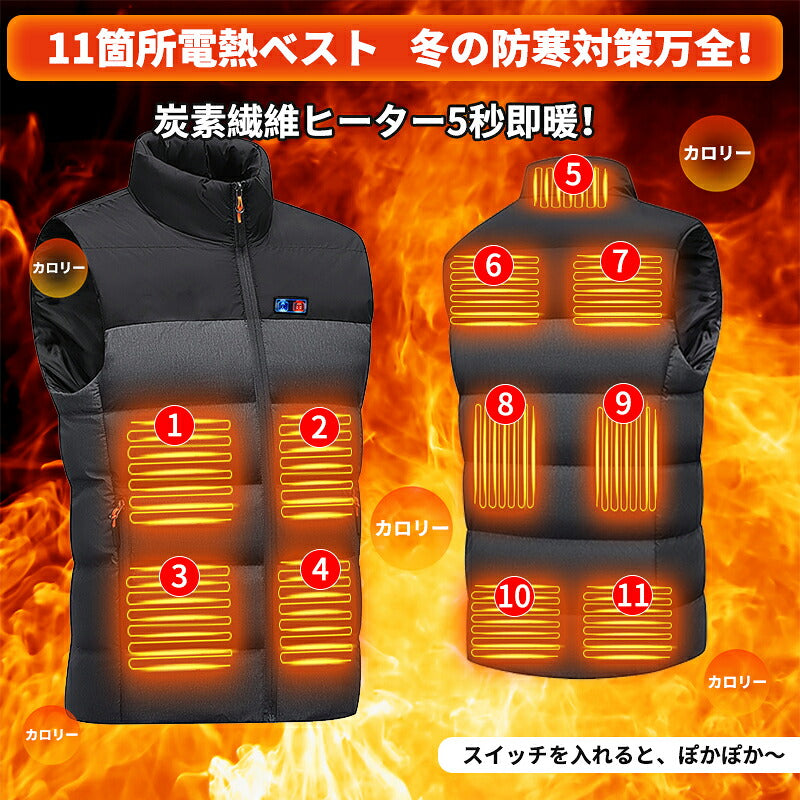 電熱ベスト  防寒着 速暖 日本製ヒーター USB給電 洗える 中綿 三段階調温 軽量 冷え性 メンズ レーディス バッテリー別売り 電熱ウェア  S￣4XL インナー バイクウェア ヒーターベスト 加熱ベスト 前後独立温度設定 電熱ジャケット
