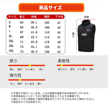 電熱ベスト 三段階調節 13エリア加熱 20000mAhバッテリー ヒーターベスト 加熱ベスト 前後独立 防寒 USB給電 薄型 洗濯可能 インナー メンズ レーディス 男女兼用 電熱ジャケット 防寒着 アウター 充電式 軽量