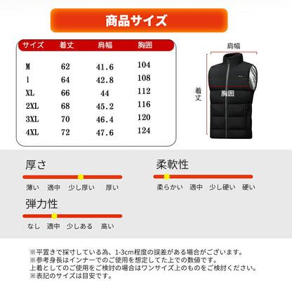 電熱ベスト 15箇所加熱 ヒーターベスト 加熱ベスト 前後独立　防寒　モバイルバッテリ別売り USB給電 薄型 洗濯可能 インナー 三段階調節 メンズ レーディス 男女兼用 電熱ジャケット 防寒着 アウター 充電式 軽量 長持ち ヒートベスト