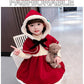 サンタ 女の子 サンタ服 キッズ クリスマス コスプレ 子供 衣装 サンタ コスチューム ベビー サンタクロース 衣装 子ども 2点セット 長袖 防寒 ケープ付き クリスマス衣装 ワンピース マント 80 90 100 110 120 130cm 子供服