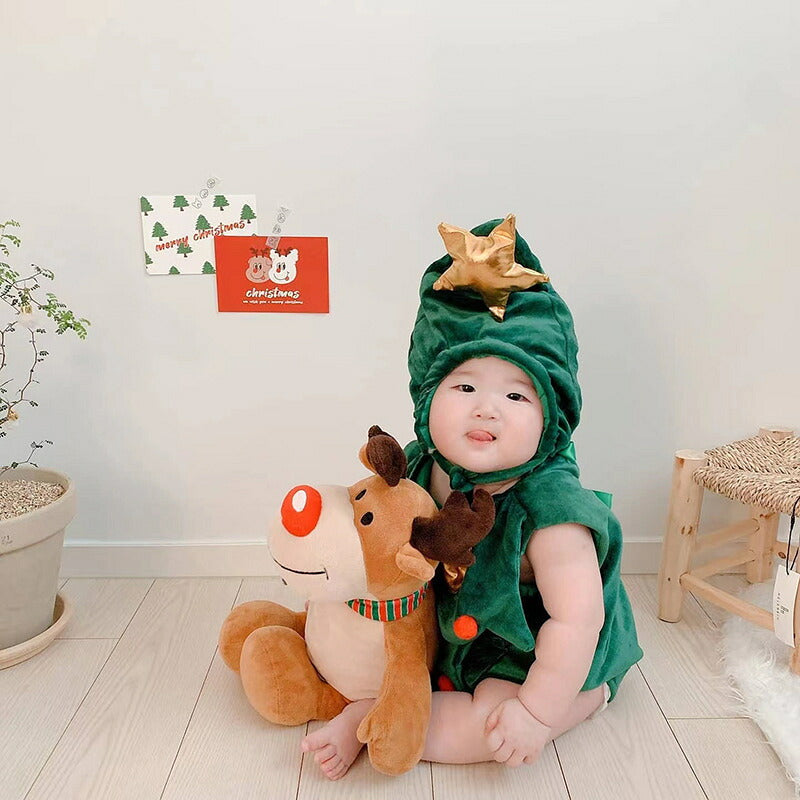 クリスマスツリー コスプレ サンタコスプレ 子供用 コスチューム コスプレ 衣装 ロンーパス ベビーサンタ サンタ服 キッズ 子供服 ベビー服 サンタクロース サンタ着ぐるみ 百日 100日祝い 赤ちゃん 着ぐるみ 誕生記念 36*41cm