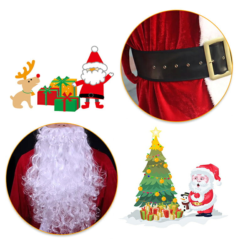 サンタ コスプレ クリスマス サンタクロース コスチューム 男性用 サンタコス 髭 ヒゲ ひげ カツラ 大人用 クリスマス衣装 メンズ  サンタ帽子 コスプレ衣装 本格的 仮装 イベント パーティー