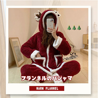 着ぐるみ パジャマ サンタ クリスマス  着ぐるみ パジャマ レディース 冬 秋 ルームウェア モコモコ パジャマ ワンピース パジャマ 着ぐるみ大人用 ワンピース 秋 冬 学生 お祭り イベント 可愛い 高校生 娘 プレゼント