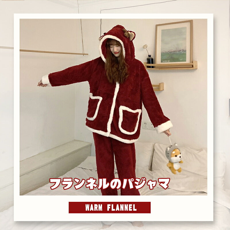 着ぐるみ パジャマ サンタ クリスマス  着ぐるみ パジャマ レディース 冬 秋 ルームウェア モコモコ パジャマ ワンピース パジャマ 着ぐるみ大人用 ワンピース 秋 冬 学生 お祭り イベント 可愛い 高校生 娘 プレゼント